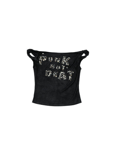 Vintage Dark Y2K Leopard Print Crop Top T-Shirt
