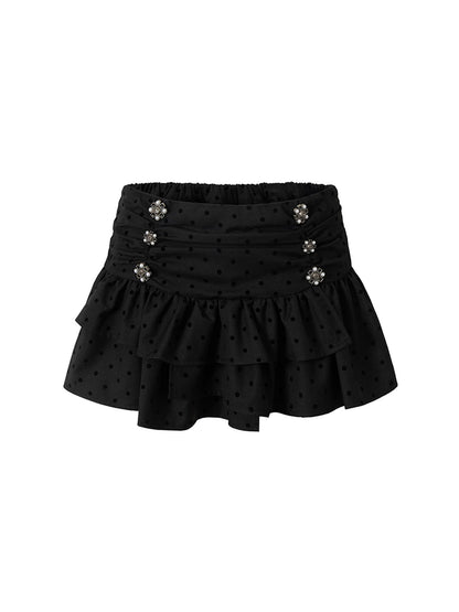 NO ROMANCE Dark Punk Ballet Dot Elastic Fluffy Mini Skirt Dresses