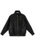 DIDDI MODA Oversized Retro Pu Leather Jacket With Quilted Detailing