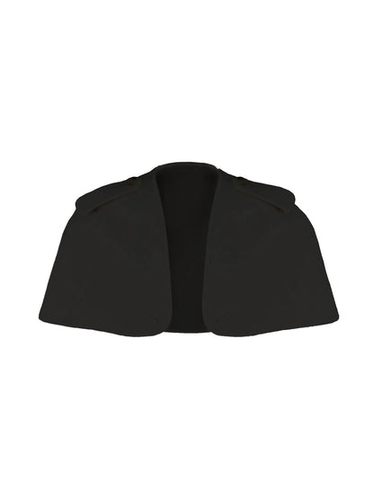 Black Detachable Faux Fur Cape Shoulder Coat Jacket