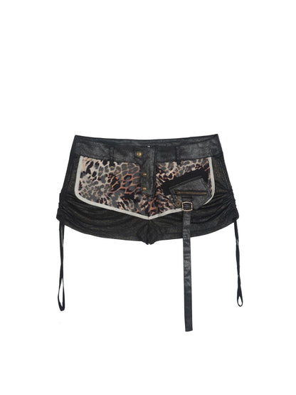 ARIADNAw Punk Grid Contrast Patchwork Shorts Legging Set