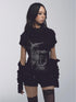 NONAME SPACE Stretch Cable Knit Suit With Detachable Sleeves And Deform Neckline