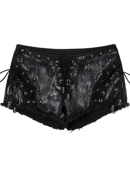 Vintage Punk Street Grunge Distressed Low-Rise Shorts