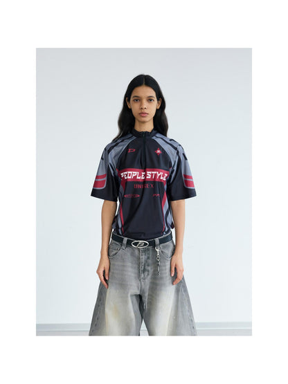 Peoplesense Cycling Inspired Contrast Color Quick Dry Tee