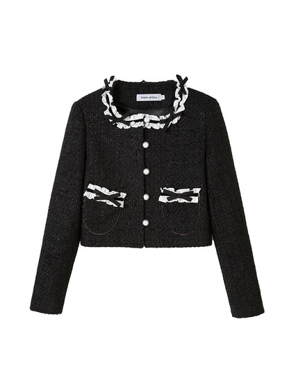 DIDDI MODA Bow Tie Chanel Style Knit Pleated Skirt Set