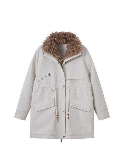 DIDDI MODA Longline Quilted Parka With Fur Trim Relaxed Fit