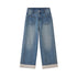 DIDDI MODA Silver Frayed Hem Straight Jeans