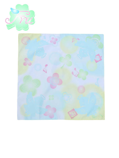Colorful Summer Clover Print Square Scarf Accessory