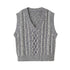 DIDDI MODA Classic Cable Knit V Neck Sweater Vest