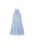 DIDDI MODA Elegant Bow Beaded Halter Dress With Layered Flowy Ribbon