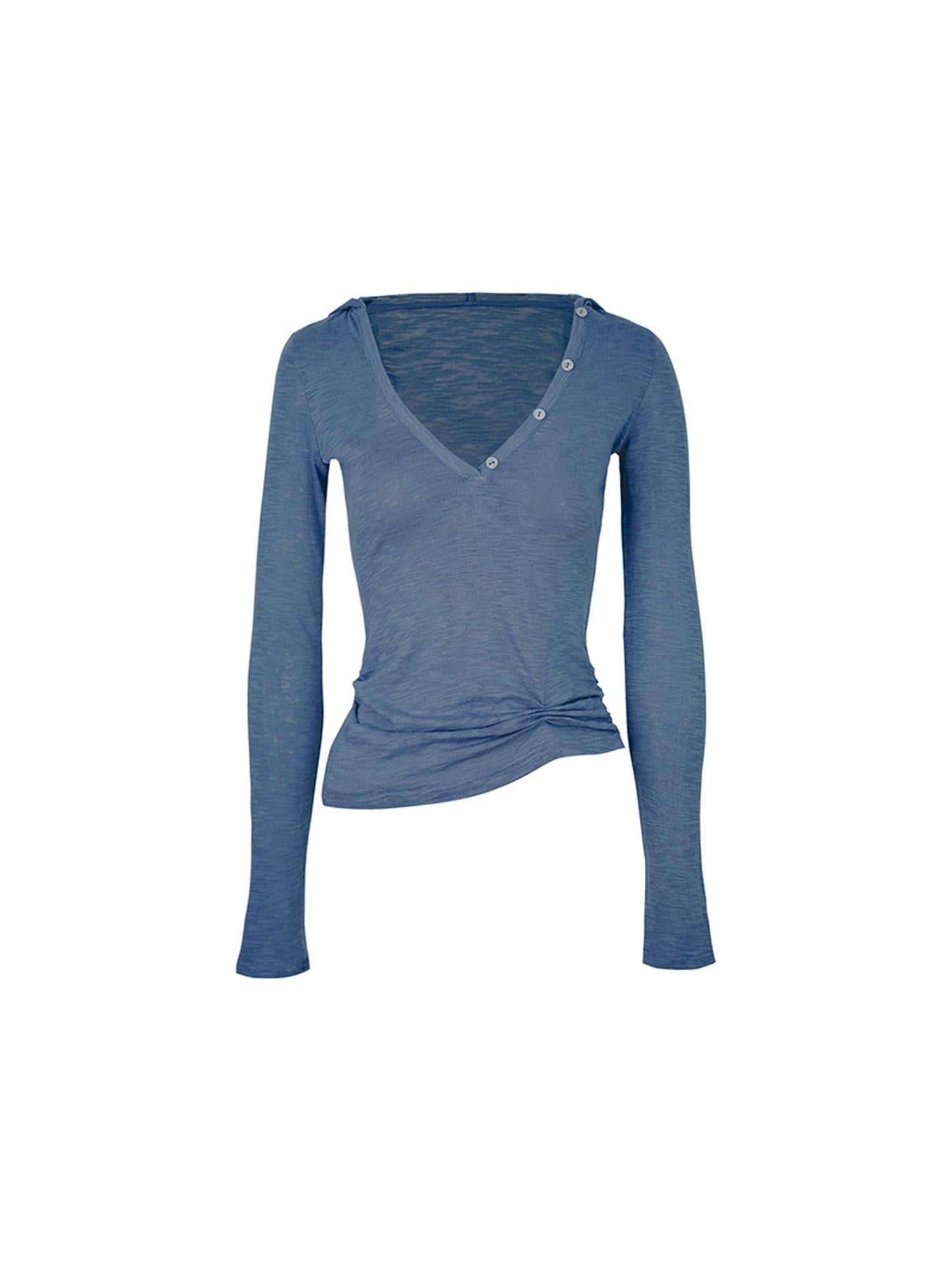 STRIKE A POSE Lazy V-Neck Hooded Long Sleeve Sunshade Top