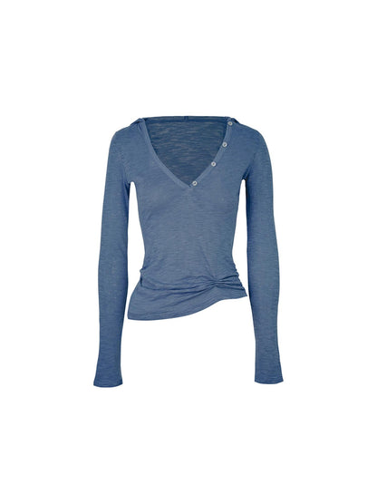 STRIKE A POSE Lazy V-Neck Hooded Long Sleeve Sunshade Top