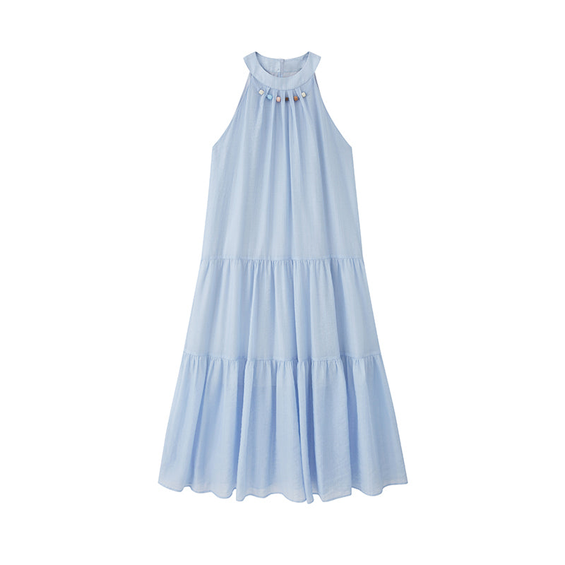 DIDDI MODA Elegant Beaded Butterfly Halter Dress