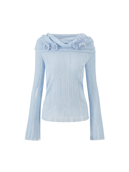 DIDDI MODA Floral Lace Off Shoulder Knit Top