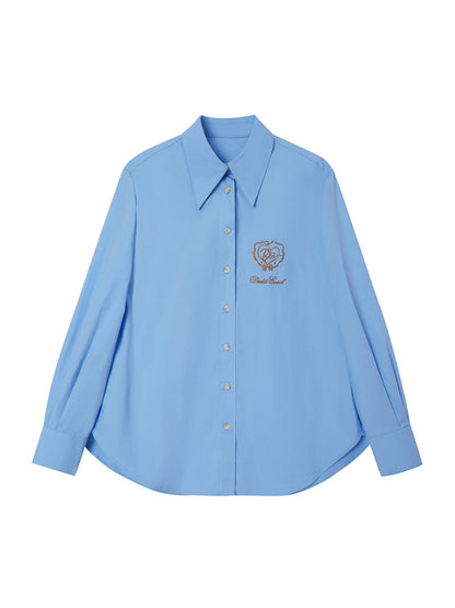 DIDDI MODA Vintage Embroidered Blue Overshirt