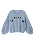 DIDDI MODA Butterfly Bow Cable Knit Sweater