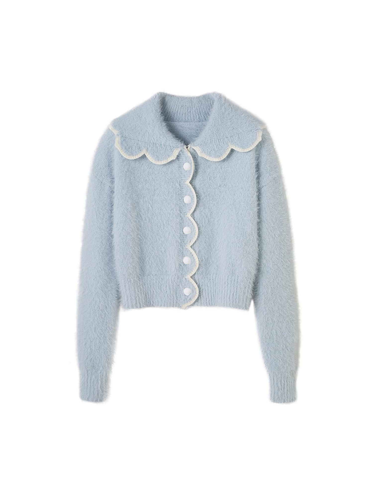 DIDDI MODA Fluffy Cozy Knit Set With Lace Trim