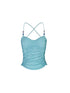 STRIKE A POSE Summer Beaded Butterfly Neck Halter Ruffled Sleeveless Top Women