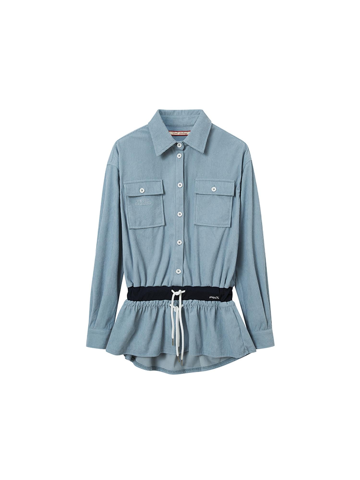 SweetChilling Intellectual Style Corduroy Shirt Dress