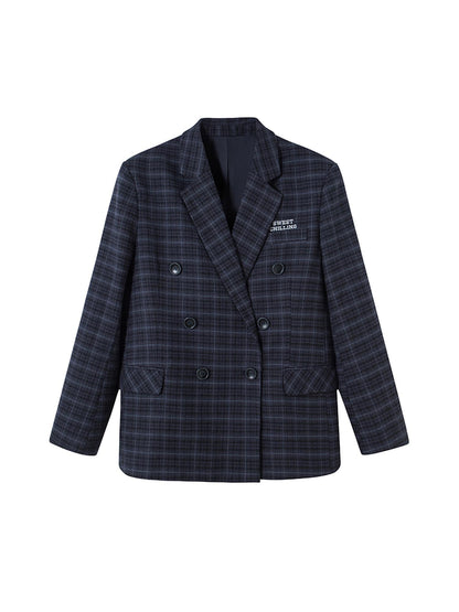 SweetChilling Unisex Boyfriend Plaid Wool Blazer Casual Jacket