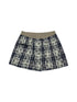 Peoplesense All Over Print Contrast Check Cotton Shorts Loose Fit