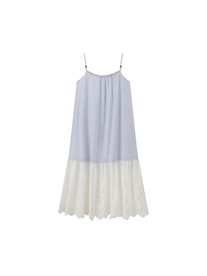 DIDDI MODA Romantic Lace Trim Floral Embroidery A Line Summer Dress