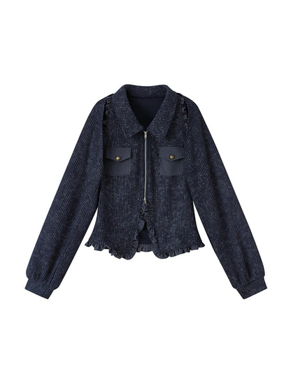 DIDDI MODA Retro Polo Knit Vest Cape Set Autumn Chic