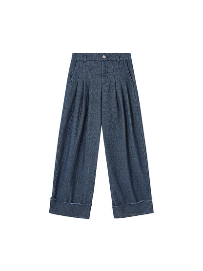 Retro Striped Corduroy Pants Relaxed Straight Leg