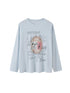 DIDDI MODA Floral Pup Print Tee Overshirt Denim Set