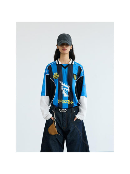 Peoplesense Fake Two Tone Racing Quick Dry Loose Tee With 3D Embroidery
