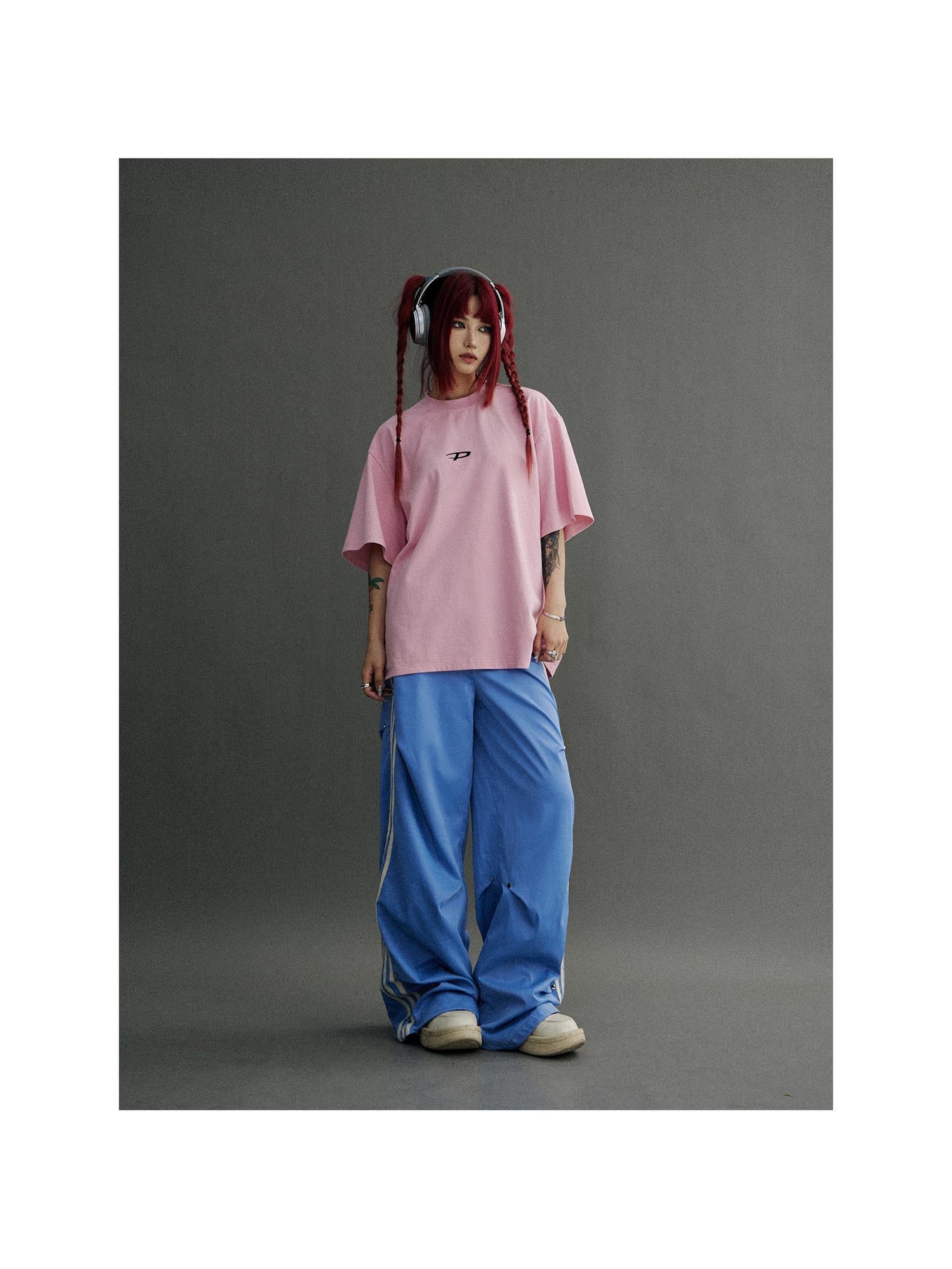 Peoplesense Retro Striped Wide Leg Quick Dry Parachute Pants