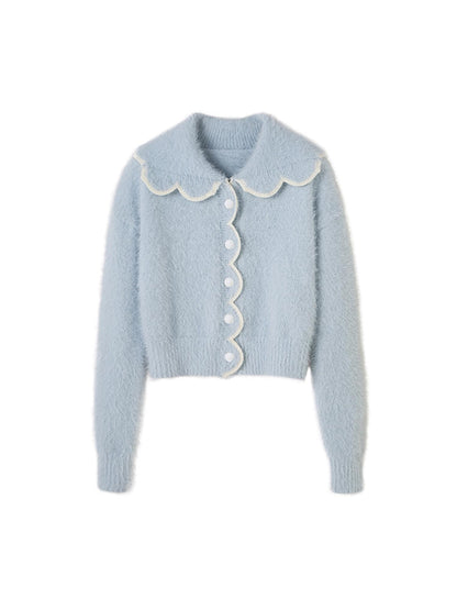 DIDDI MODA Fluffy Cozy Knit Set With Lace Trim