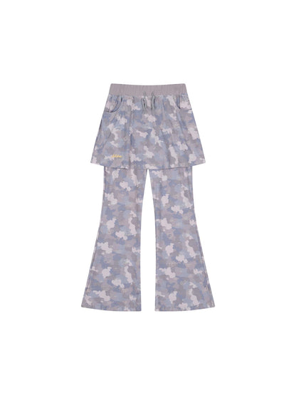 Achihara Blueberry Ice Camo Palazzo Pants For  Flare Pants