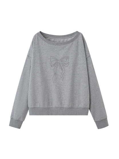 DIDDI MODA Butterfly Knot Off Shoulder Hoodie Split Hem Sport Skirt Set
