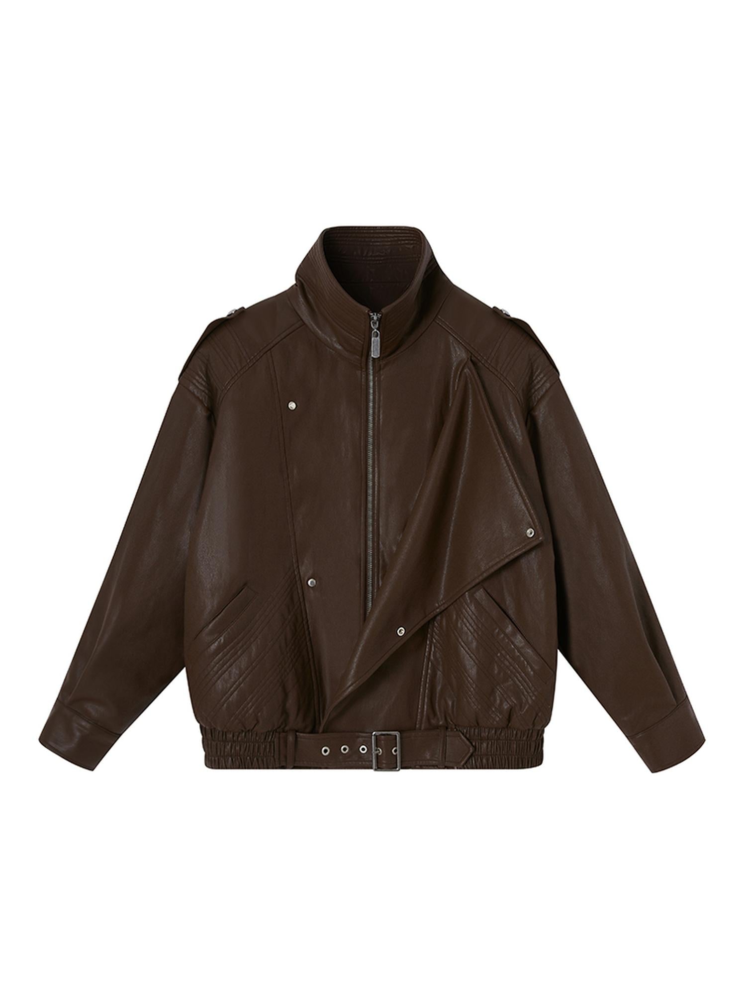 DIDDI MODA Sweet Punk Quilted Oversize PU Biker Jacket