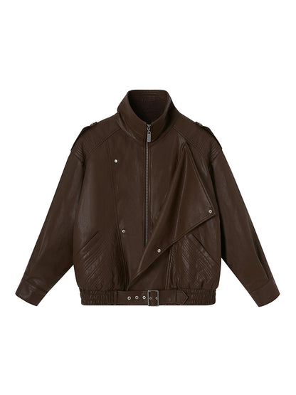 DIDDI MODA Sweet Punk Quilted Oversize PU Biker Jacket