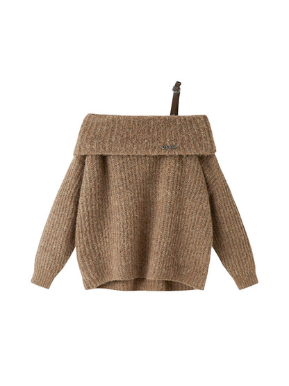 DIDDI MODA Romantic Off Shoulder Belted Sweater