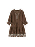 DIDDI MODA Bohemian V Neck Floral Print Drawstring Summer Dress