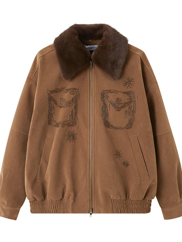 Vintage Beaded Collar Short Coat