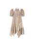 DIDDI MODA Vintage Plaid Halter Dress With Asymmetric Hem Lace Trim
