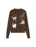 Sweet Cool Kitty Print Knit Cardigan