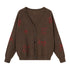DIDDI MODA Retro Embroidered Dachshund V Neck Knit Cardigan
