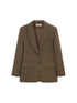 Retro Notch Lapel Contrast Buttonhole Wool Blend Blazer