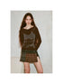 DIDDI MODA Retro Optic Illusion Hooded Slip Print Top