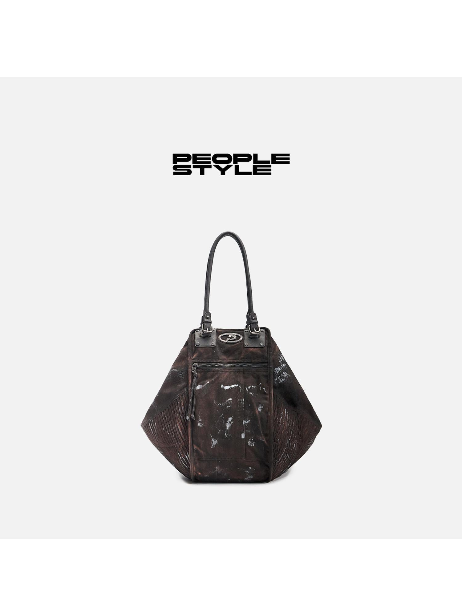 Peoplesense Punk Grunge Wrinkled Underarm Tote Vintage Soft Crossbody Bag