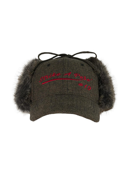 STRIKE A POSE Vintage Wool Baseball Cap Winter Warm Christmas Hat For Women