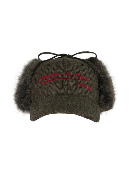 Vintage Wool Baseball Cap Winter Warm Christmas Hat For Women