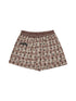 Peoplesense All Over Print Contrast Check Cotton Shorts Loose Fit