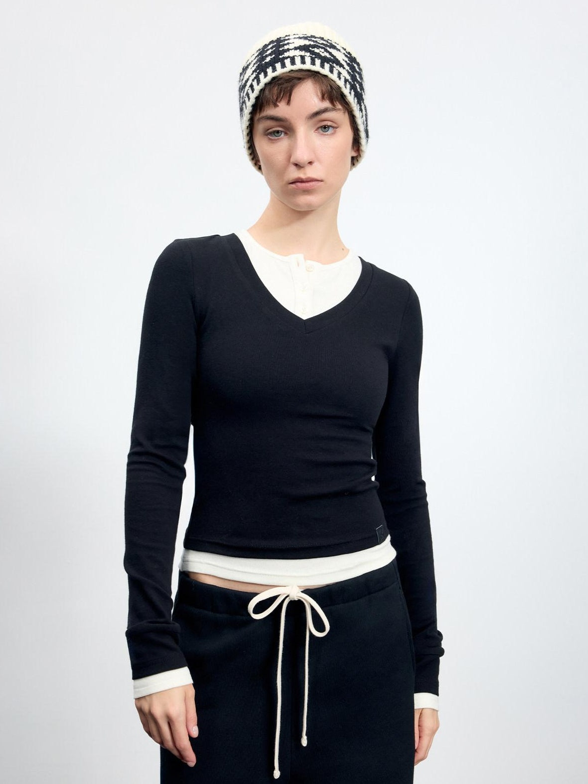 RUN TO THE FUTURE Viscose Blend Slim Fit Layered Casual Women Round Neck Long Sleeve T-Shirts