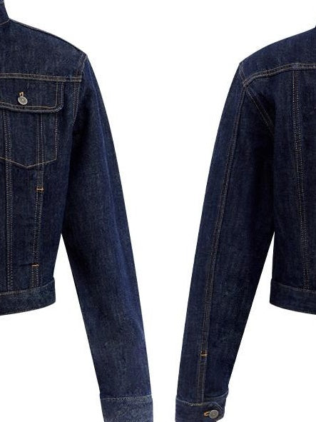 RUN TO THE FUTURE Indigo Two Piece Denim Set Button Jacket Casual Neutral Female Wide-Leg Jeans